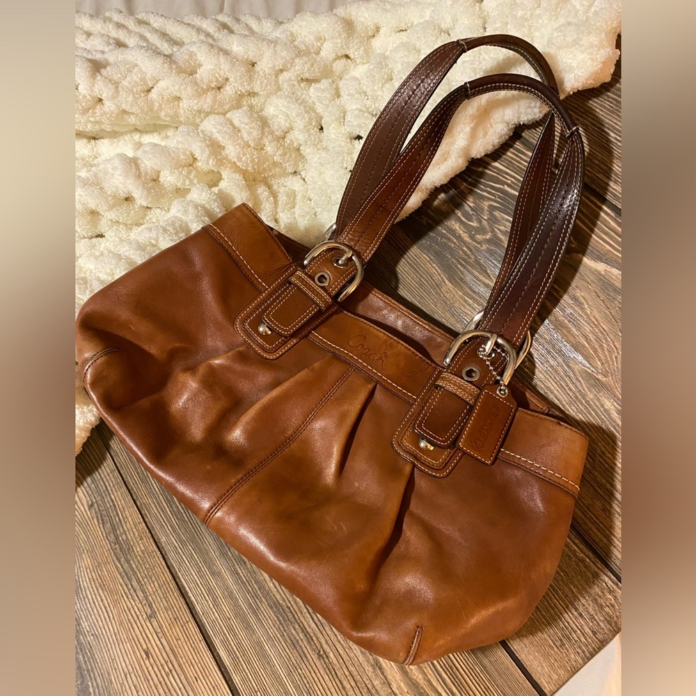 Coach Soho Pleated Brown Leather Tote | F13732